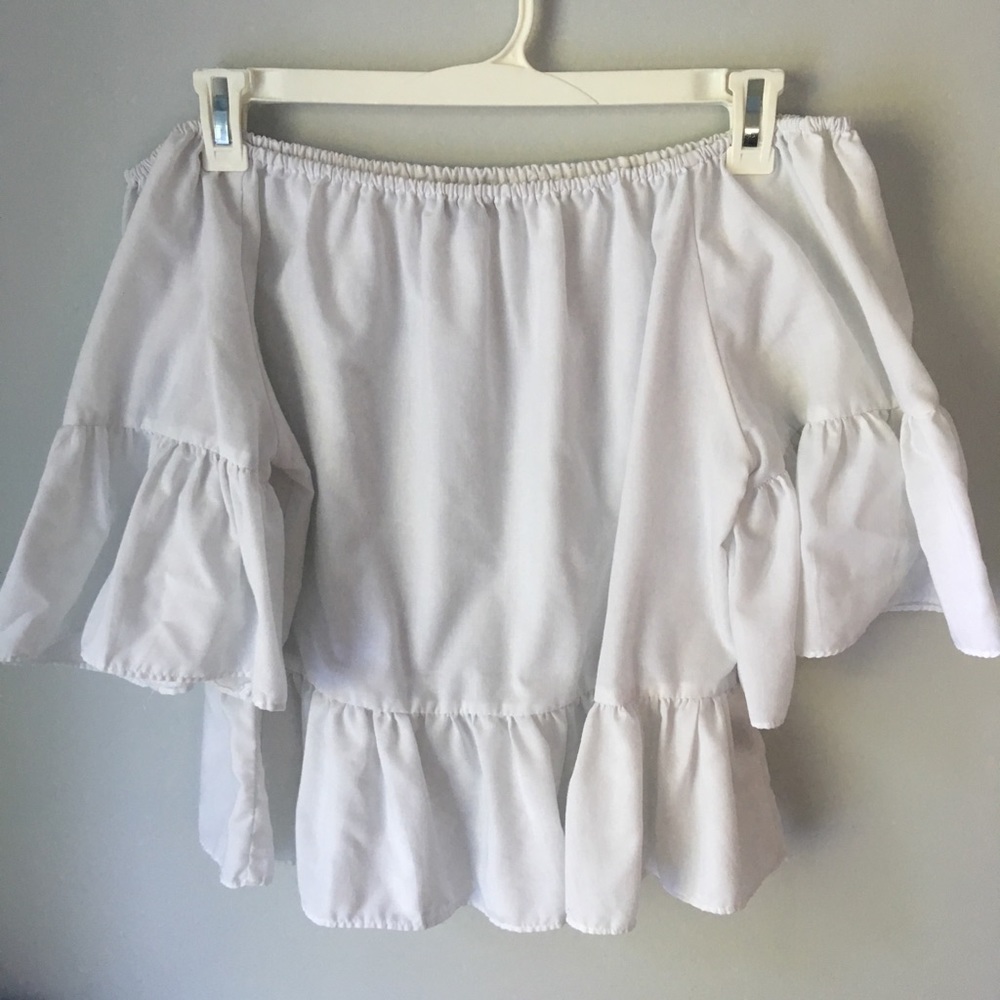 White Off-Shoulder Flowy Blouse